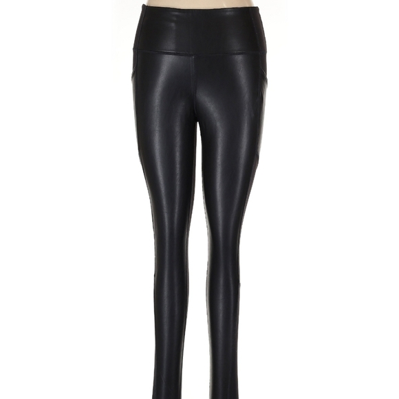 ATHLETA Black High-Waisted Leggings With Faux Leather Front Size Small - Picture 7 of 7